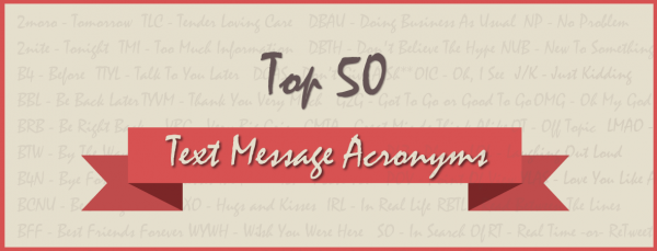 TXT SLNG: Top 50 Text Message Acronyms